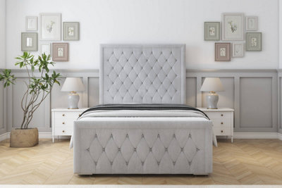 Sloomy Monroe Silver Naples Bed Frame With 50" Upholstered Headboard 5' King from B&Q