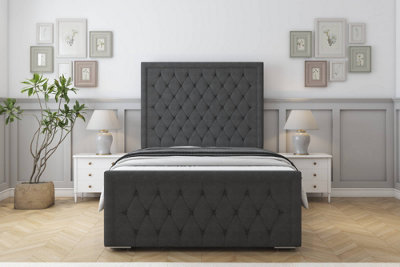 Sloomy Monroe Graphite Dumfries Bed Frame With 50" Upholstered Headboard 4' Small Double from B&Q