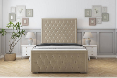 Sloomy Monroe Almond Coniston Bed Frame With 50" Upholstered Headboard 6' Super King from B&Q
