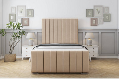 Sloomy California Pebble Plush Bed Frame With 50" Upholstered Headboard 5' King from B&Q