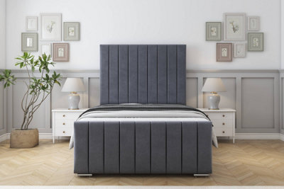 Sloomy California Steel Plush Bed Frame With 50" Upholstered Headboard 3' Single from B&Q