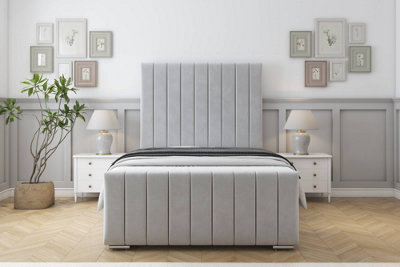 Sloomy California Silver Plush Bed Frame With 50" Upholstered Headboard 3' Single from B&Q