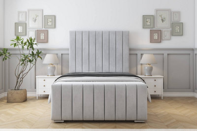 Sloomy California Silver Naples Bed Frame With 50" Upholstered Headboard 2'6 Small Single from B&Q