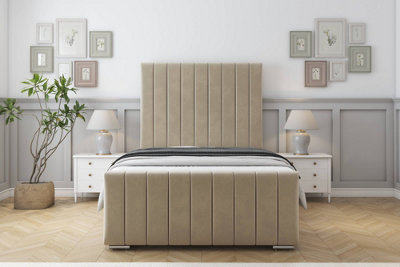 Sloomy California Almond Coniston Bed Frame With 50" Upholstered Headboard 4'6 Double from B&Q