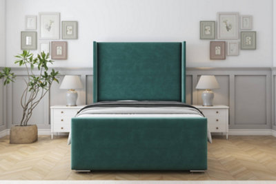 Sloomy Devonshire Emerald Plush Bed Frame With 50"  Upholstered Wingback Headboard 6' Super King from B&Q