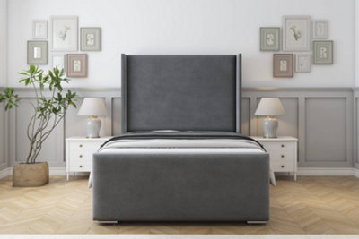 Sloomy Devonshire Armour Coniston Bed Frame With 50"  Upholstered Wingback Headboard 4'6 Double from B&Q