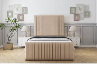Sloomy Kingsley Pebble Plush Bed Frame With 50" Upholstered Headboard 3' Single from B&Q