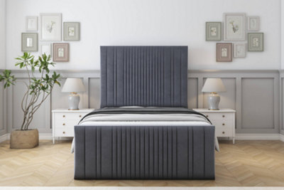 Sloomy Kingsley Steel Plush Bed Frame With 50" Upholstered Headboard 4'6 Double from B&Q