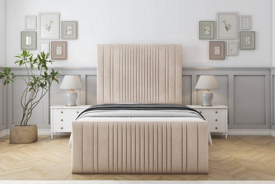 Sloomy Kingsley Sand Naples Bed Frame With 50" Upholstered Headboard 2'6 Small Single from B&Q