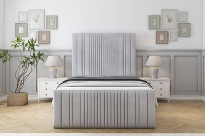 Sloomy Kingsley Silver Naples Bed Frame With 50" Upholstered Headboard 2'6 Small Single from B&Q