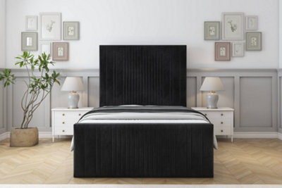 Sloomy Kingsley Black Naples Bed Frame With 50" Upholstered Headboard 5' King from B&Q