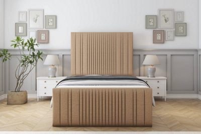 Sloomy Kingsley Latte Dumfries Bed Frame With 50" Upholstered Headboard 4'6 Double from B&Q