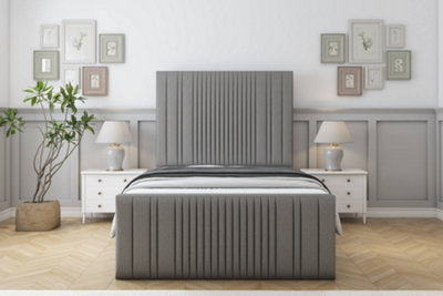 Sloomy Kingsley Pewter Dumfries Bed Frame With 50" Upholstered Headboard 4'6 Double from B&Q