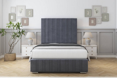 Sloomy Langston Steel Plush Deep-Sided Bed Frame With 50" Upholstered Headboard 6' Super King from B&Q