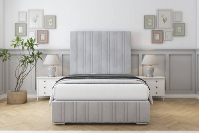 Sloomy Langston Silver Naples Deep-Sided Bed Frame With 50" Upholstered Headboard 5' King from B&Q