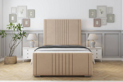Sloomy Harrington Pebble Plush Bed Frame With 50" Upholstered Headboard 4'6 Double from B&Q
