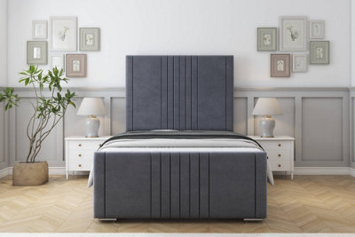 Sloomy Harrington Steel Plush Bed Frame With 50" Upholstered Headboard 4'6 Double from B&Q