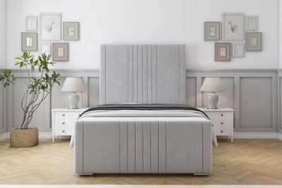 Sloomy Harrington Silver Plush Bed Frame With 50" Upholstered Headboard 3' Single from B&Q