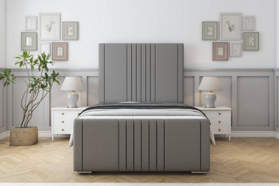 Sloomy Harrington Pewter Dumfries Bed Frame With 50" Upholstered Headboard 4'6 Double from B&Q