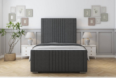 Sloomy Harrington Graphite Dumfries Bed Frame With 50" Upholstered Headboard 2'6 Small Single from B&Q