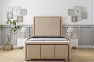 Sloomy Lancaster Pebble Plush Bed Frame With 50" Upholstered Headboard 5' King from B&Q