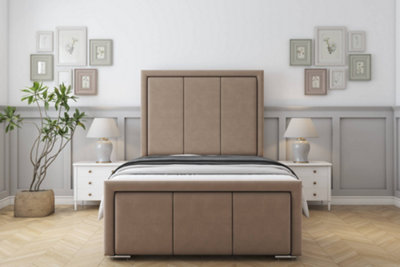 Sloomy Lancaster Mink Plush Bed Frame With 50" Upholstered Headboard 2'6 Small Single from B&Q