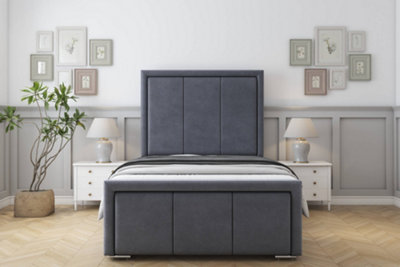 Sloomy Lancaster Steel Plush Bed Frame With 50" Upholstered Headboard 6' Super King from B&Q
