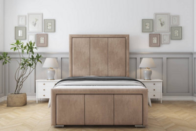 Sloomy Lancaster Mink Naples Bed Frame With 50" Upholstered Headboard 2'6 Small Single from B&Q