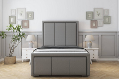 Sloomy Lancaster Pewter Dumfries Bed Frame With 50" Upholstered Headboard 4'6 Double from B&Q
