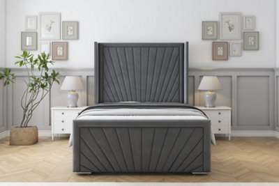 Sloomy Rutherford Armour Coniston Bed Frame With 50"  Upholstered Wingback Headboard 2'6 Small Single from B&Q