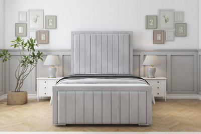 Sloomy Richmond Silver Naples Bed Frame With 50" Upholstered Headboard 2'6 Small Single from B&Q