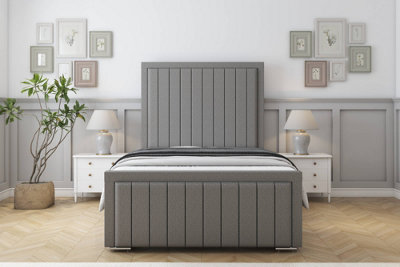 Sloomy Richmond Pewter Dumfries Bed Frame With 50" Upholstered Headboard 4'6 Double from B&Q