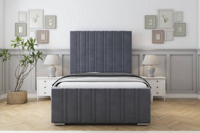 Sloomy Radcliffe Steel Plush Bed Frame With 50" Upholstered Headboard 2'6 Small Single from B&Q
