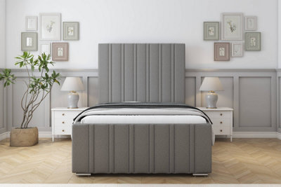 Sloomy Radcliffe Pewter Dumfries Bed Frame With 50" Upholstered Headboard 3' Single from B&Q