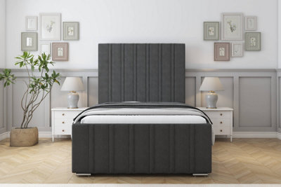 Sloomy Radcliffe Graphite Dumfries Bed Frame With 50" Upholstered Headboard 4' Small Double from B&Q