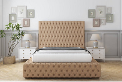 Sloomy Ambassador Latte Dumfries Bed Frame With 50"  Upholstered Headboard 5' King from B&Q