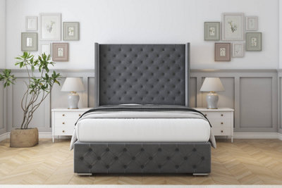 Sloomy Arundel Armour Coniston Bed Frame With 50"  Upholstered Wingback Headboard 4'6 Double from B&Q