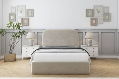 Sloomy Belvoir Cream Plush Bed Frame With 45" Upholstered Headboard 4'6 Double from B&Q