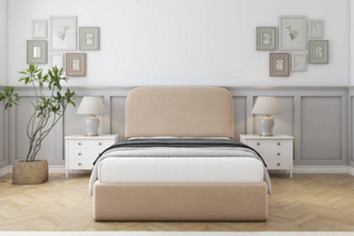 Sloomy Belvoir Pebble Plush Bed Frame With 45" Upholstered Headboard 3' Single from B&Q