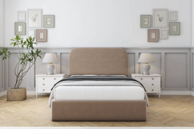 Sloomy Belvoir Mink Plush Bed Frame With 45" Upholstered Headboard 5' King from B&Q