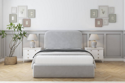 Sloomy Belvoir Silver Plush Bed Frame With 45" Upholstered Headboard 5' King from B&Q