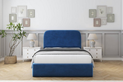 Sloomy Belvoir Navy Plush Bed Frame With 45" Upholstered Headboard 2'6 Small Single from B&Q
