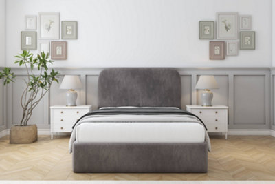 Sloomy Belvoir Slate Naples Bed Frame With 45" Upholstered Headboard 2'6 Small Single from B&Q