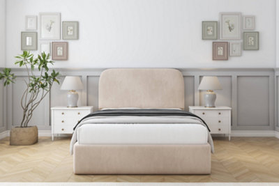 Sloomy Belvoir Sand Naples Bed Frame With 45" Upholstered Headboard 4' Small Double from B&Q
