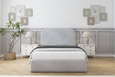Sloomy Belvoir Silver Naples Bed Frame With 45" Upholstered Headboard 4'6 Double from B&Q
