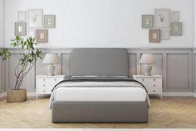 Sloomy Belvoir Pewter Dumfries Bed Frame With 45" Upholstered Headboard 4'6 Double from B&Q