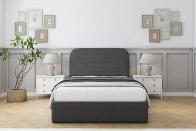 Sloomy Belvoir Graphite Dumfries Bed Frame With 45" Upholstered Headboard 4'6 Double from B&Q