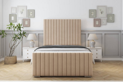 Sloomy Madison Pebble Plush Bed Frame With 50" Upholstered Headboard 3' Single from B&Q