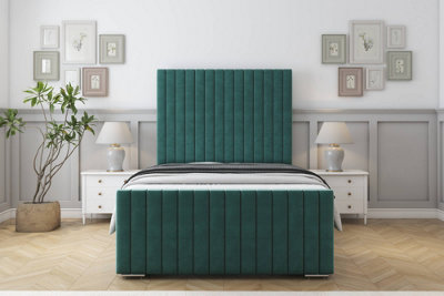 Sloomy Madison Emerald Plush Bed Frame With 50" Upholstered Headboard 2'6 Small Single from B&Q