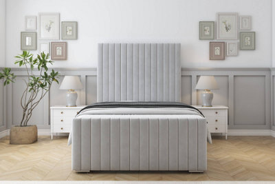 Sloomy Madison Silver Plush Bed Frame With 50" Upholstered Headboard 5' King from B&Q